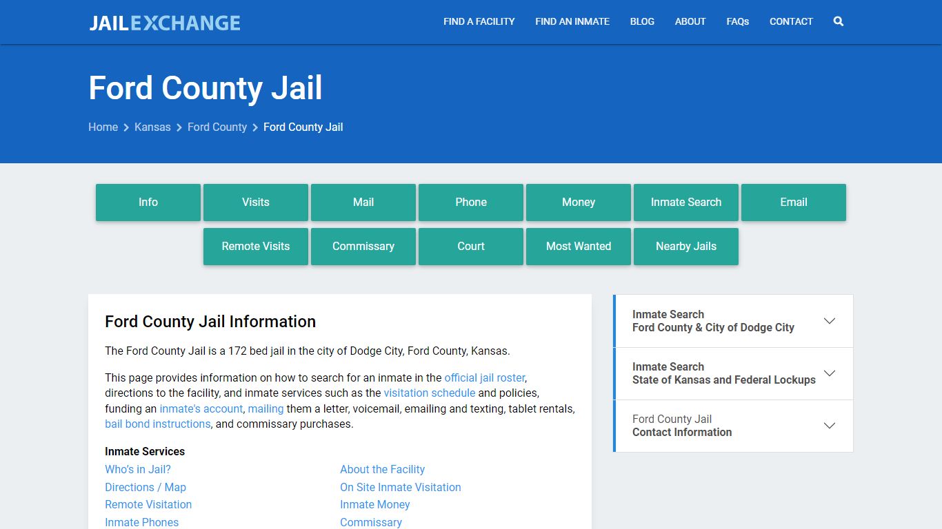 Ford County Jail, KS Inmate Search, Information
