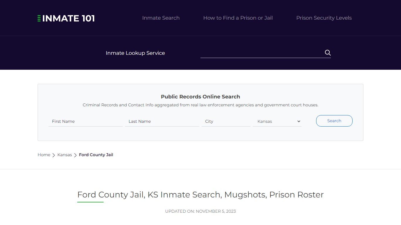 Ford County Jail, KS Inmate Search, Mugshots, Prison Roster